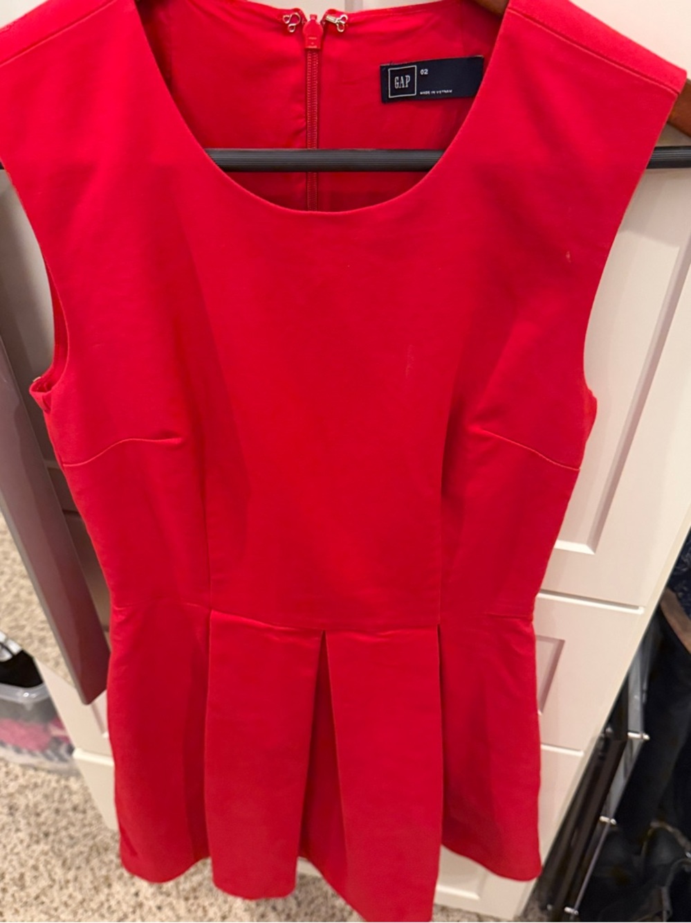 GAP Bright Red Sleeveless Pleated Dress
